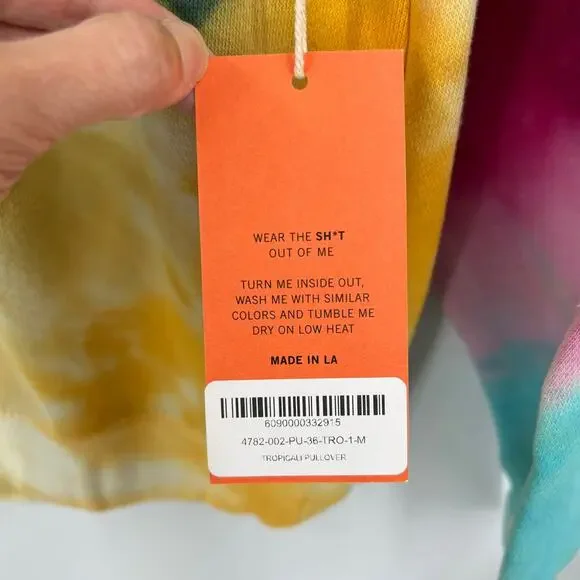 La Detresse Revolve Womens Tropical Pullover Tie Dye Fleece Sweatshirt Medium M - Picture 7 of 11